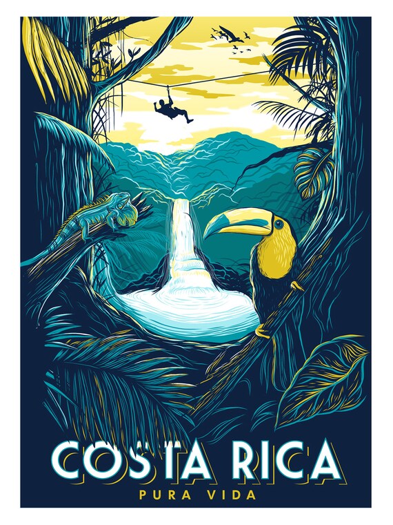 Costa Rica Travel Poster on Behance Poster 17x24 Etsy