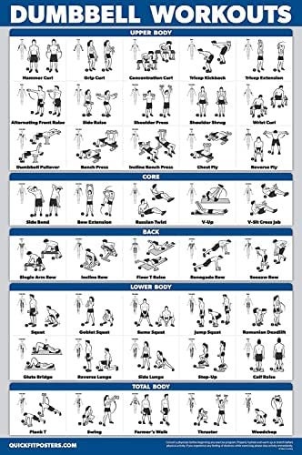 Barbell Workout Poster Set Dumbbell Exercise Playing Cards Bodyweight Palace Learning 4 Pack: Dumbbell 