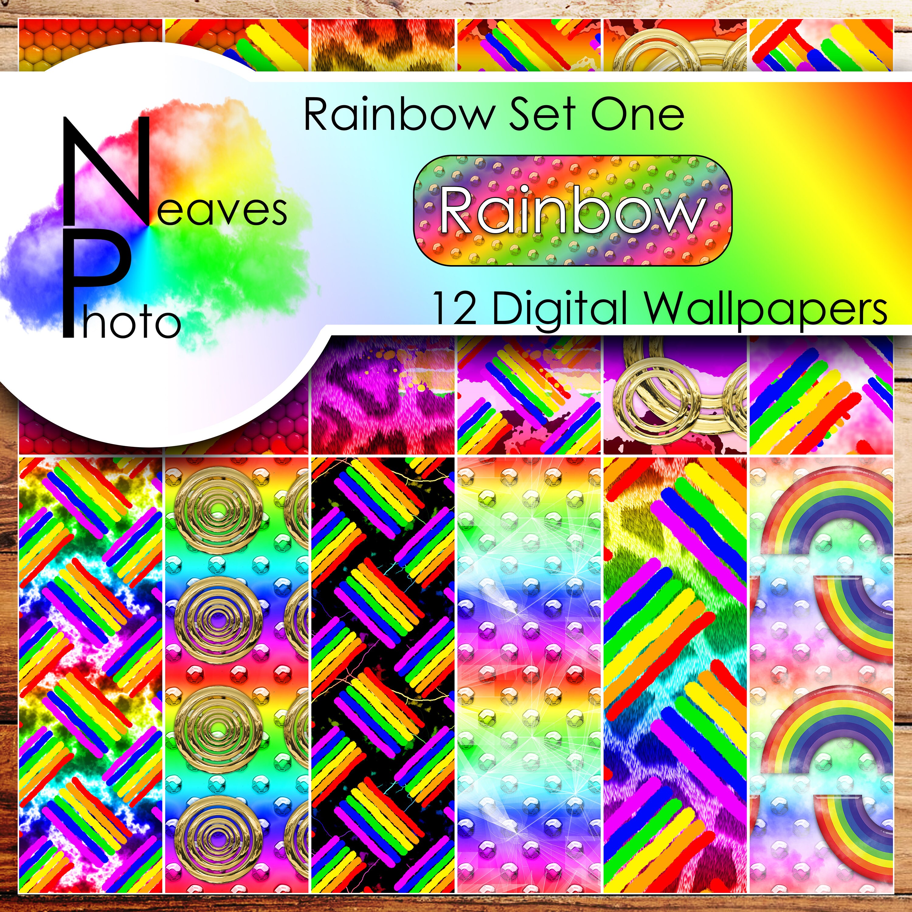 Reversible Black or White Happy Birthday Rainbow Wrapping Paper