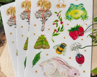 Frühling Sticker Blatt - Niedliche Sticker - Kuriositäten und Kuriositäten