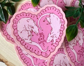 Be my Rat Wife Vinyl Sticker - Cute Sticker - Animal Sticker - Spooky Sticker - Waterbottle Sticker - Rat