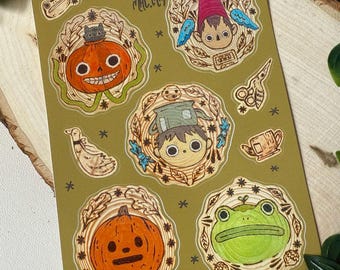 Wood Burned Sticker Sheet: Plants, Animals, Insects - 5x7" Vinyl Stickers