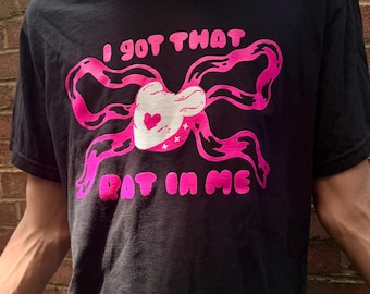 I Got that Rat in Me Pink  T-shirt: Screen-printed Cotton Unisex Tee
