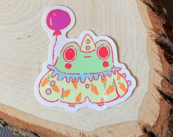 Party Clown Frog Vinyl Sticker: Waterproof Laptop Decal