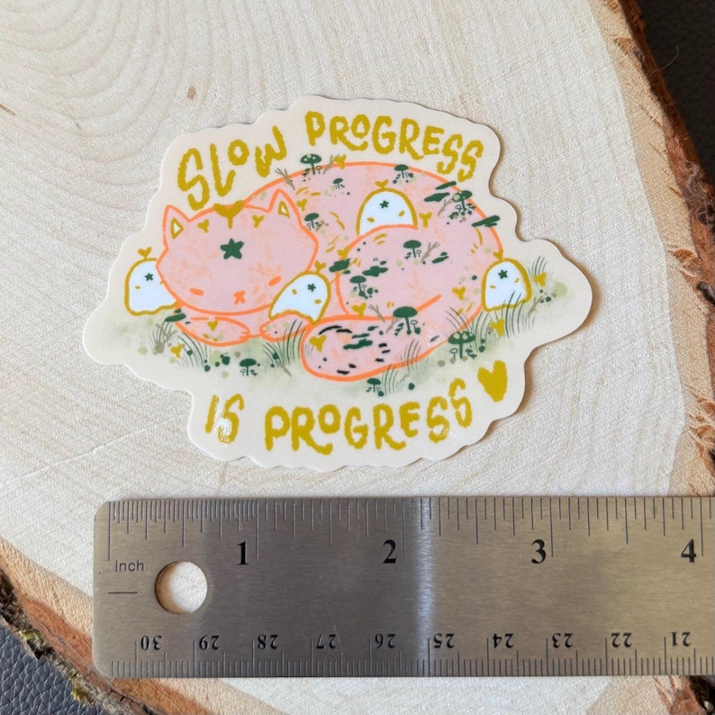 Slow Progress is Progress Cat Sticker - Cute Sticker - Waterproof Sticker - Laptop Sticker - Animal Sticker - Ghost sticker image 3