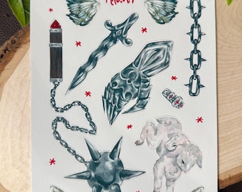 Armory Sticker Sheet - Medieval - mace - renaissance stickers