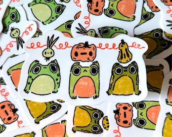 Harvest Frog Veggies Vinyl Sticker: Waterproof Laptop Decal