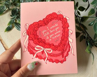 Worm Love Card: Heart Cake Greeting Card