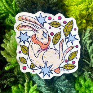 Rabbit Vinyl Sticker - Cute Sticker - Animal Sticker - Waterproof Sticker - Plant Sticker