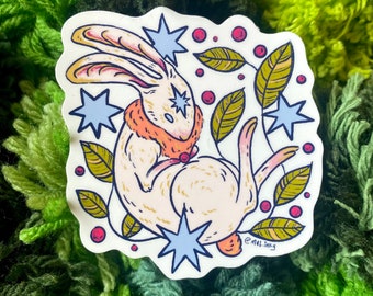 Rabbit Vinyl Sticker - Cute Sticker - Animal Sticker - Waterproof Sticker - Plant Sticker