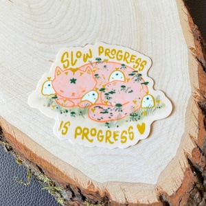 Slow Progress is Progress Cat Sticker - Cute Sticker - Waterproof Sticker - Laptop Sticker - Animal Sticker - Ghost sticker image 2