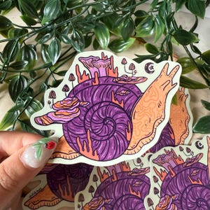 Sticker champignon escargot - Sticker insecte - Sticker mignon - Sticker imperméable - Sticker animal - Sticker psychédélique