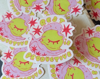 Rest is Productive Sticker: Cat & Snail - Inspirational Waterproof Decal