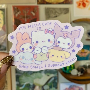 É muito fofo fazer compras pequenas e apoiar o comércio local. Adesivo de vinil - Adesivo fofo - Adesivo de animal - Adesivo kawaii - Adesivo de garrafa d'água