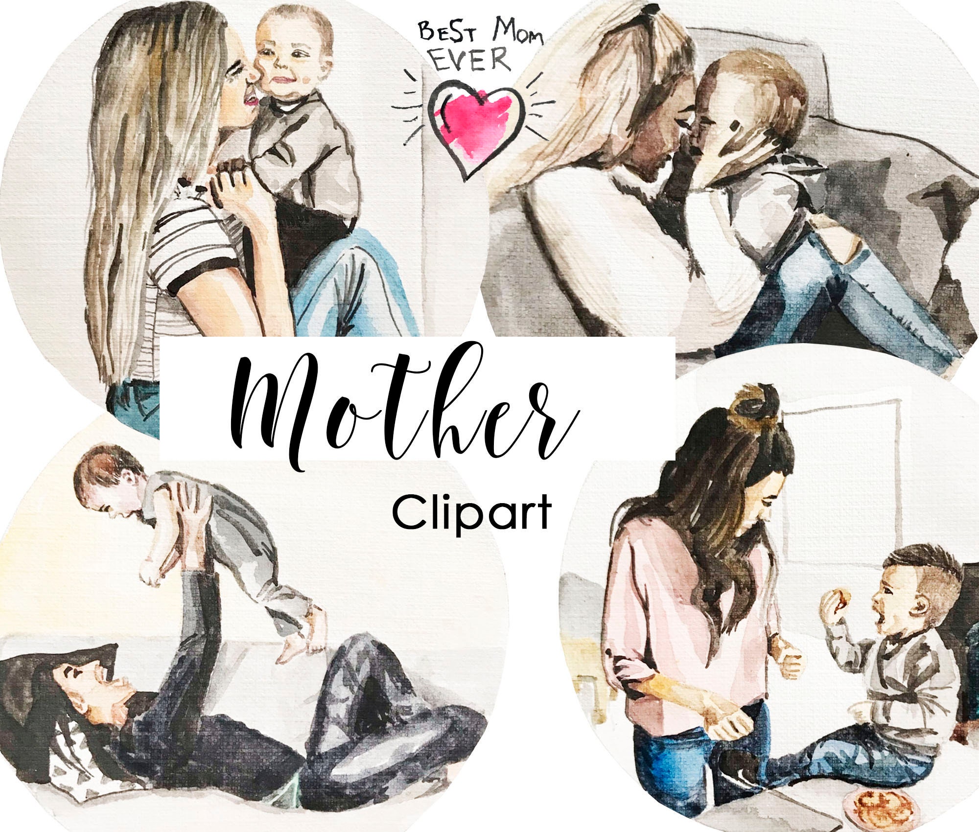 Семья clipart мать дочь clipart дети День матери Clipart я | Etsy