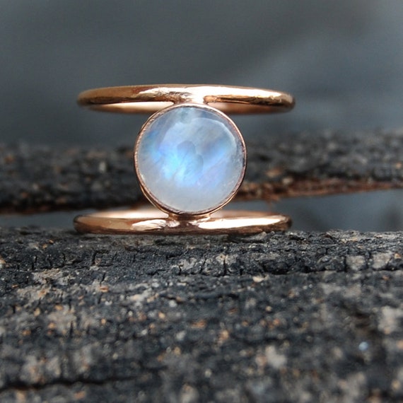 Rainbow Moonstone Ring Sterling Silver or 14k Gold Filled Raw Stone Ring Stacking Ring Moonstone Jewellery Stackable birthstone rings uk