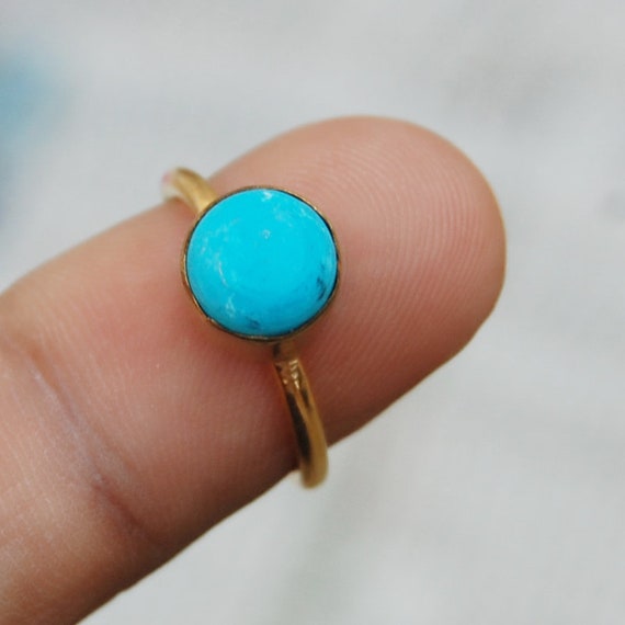 Buy Natural Turquoise Ring Faceted Rose Cut Round Turquoise Ring-925  Sterling Silver Ring-stackable Ring-prong Ring-gift for Her-handmade Ring  Online in India -… | Simple silver earrings, Turquoise ring, Sterling  silver rings