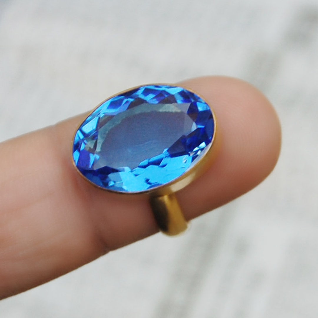 Oval Cut Tanzanite Quartz Gemstone 925 Sterling Silver Ring, Blue ...