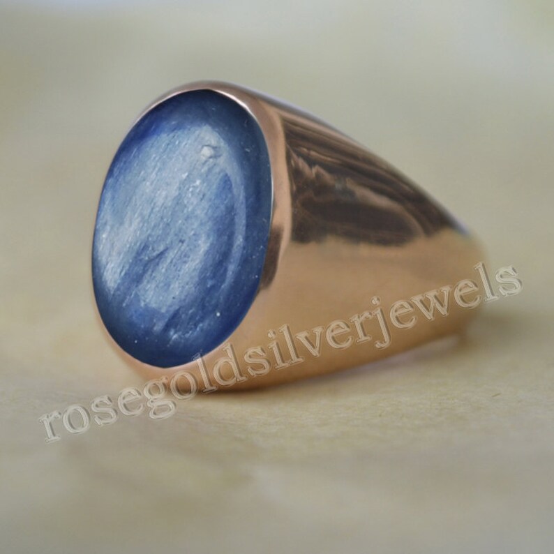 Natural Kyanite Micron Yellow Gold Rose Gold Fill Ring Birthstone Ring Natural Blue Kyanite Gemstone 925 Sterling Silver ring