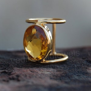 Oval Cut Yellow Citrine Quartz Gemstone 925 Sterling Silver ring, Citrine Quartz Yellow Gold, Rose Gold Fill Ring, Artisan Handmade Ring