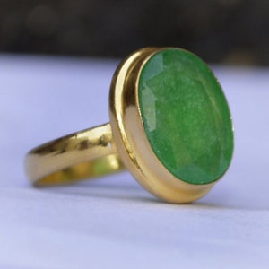 Green Emerald gemstone 925 Sterling Silver ring, Natural Raw Emerald Micron Yellow Gold Rose Gold Filled Ring Jewelry, Birthstone Ring