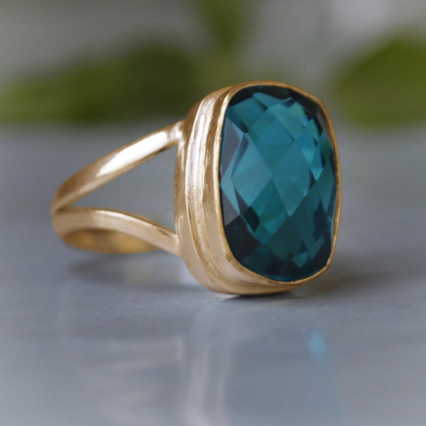 Rose Cut Neon Blue Apatite Gemstone 925 Sterling Silver ring,  Apatite Quartz 14K Yellow Gold 14K Rose Gold Fill Ring, Stacking Vintage Ring