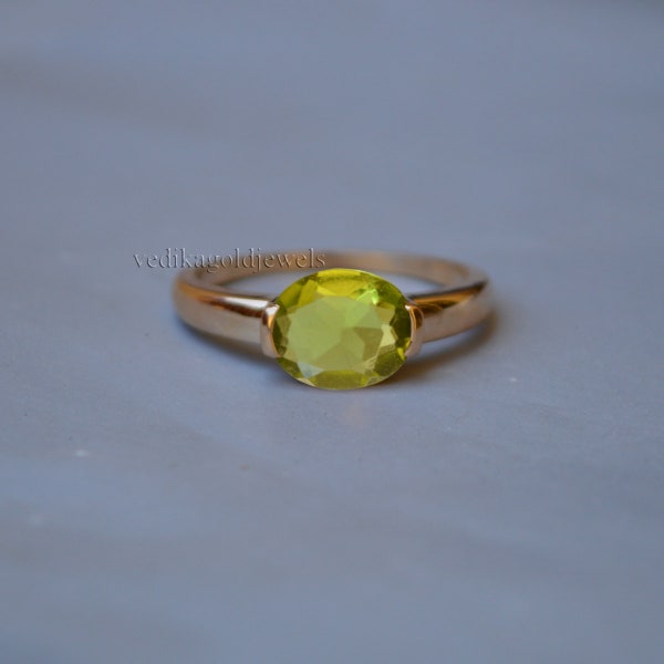 Oval Cut Green Peridot 925 Sterling Silver ring, Peridot Quartz 18K Yellow Gold Fill, Rose Gold Filled Ring Jewelry, Statement Ring Jewelry