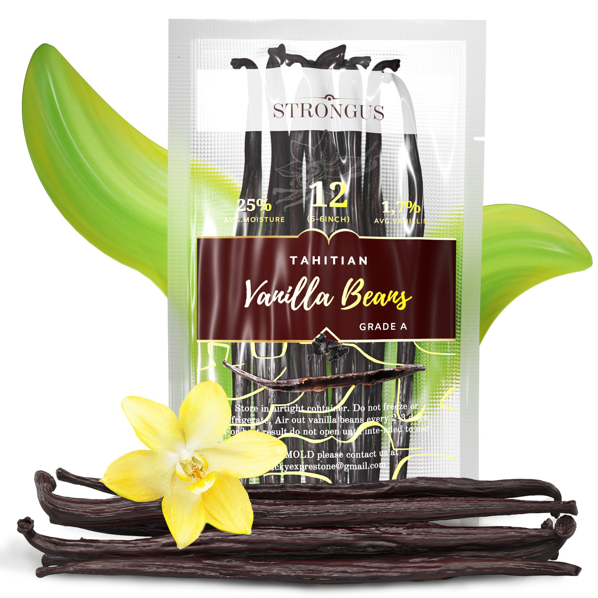 12 Large Tahitian Vanilla Beans Vacuum Sealed Grade A Vanilla Pods Rich