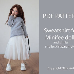 Minifee Doll Sweatshirt Pattern: Loose Fit + Skirt (PDF)