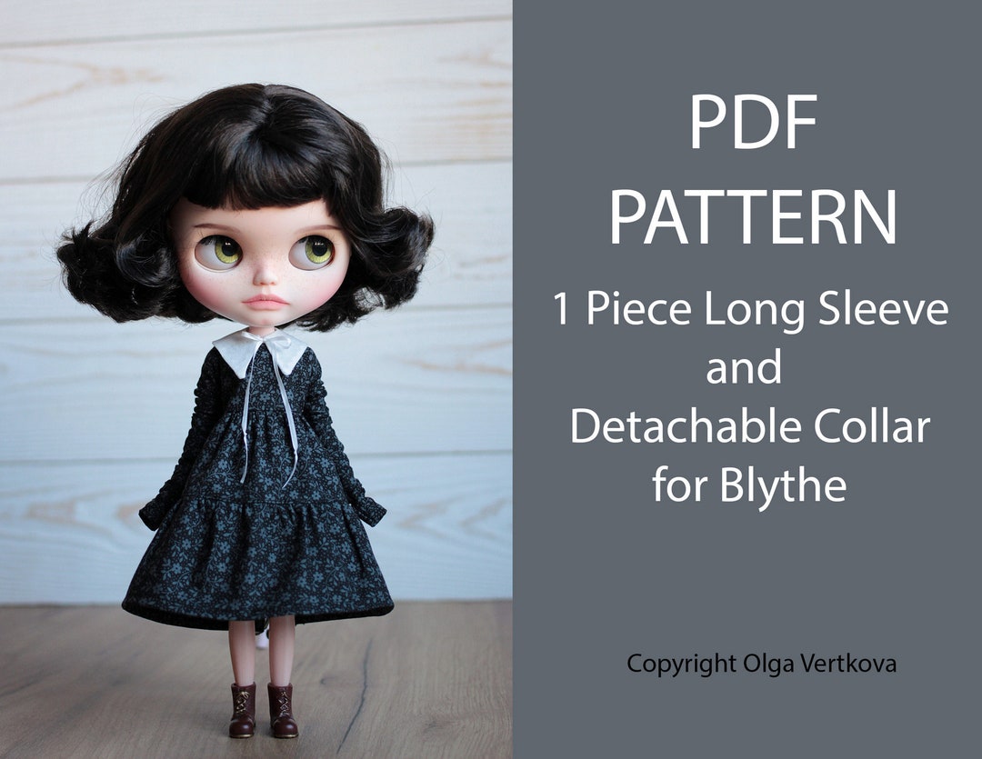 Blythe Doll Dress Pattern: Long Sleeve Detachable Collar (PDF) Etsy