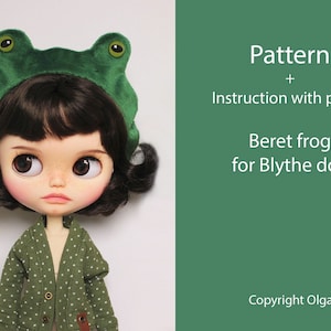 Patterns PDF Pattern Frog hat photo tutorial and egg beret (video) for Neo Blythe