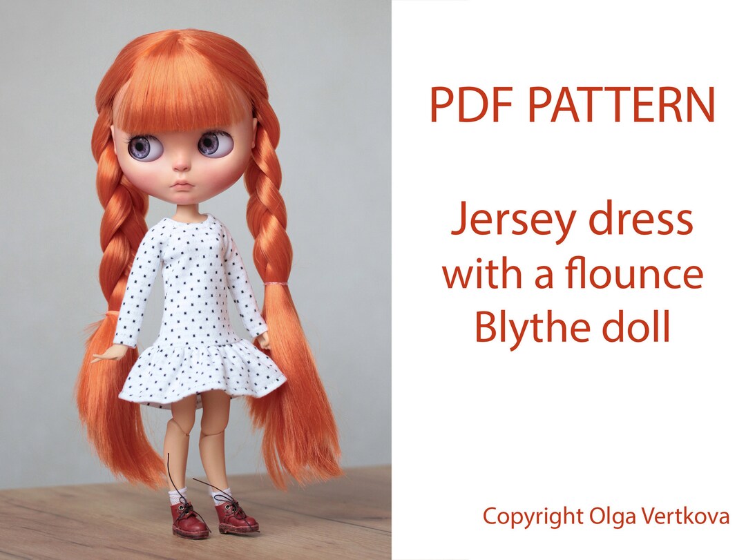 Jersey Dress Patterns PDF for Blythe, Dress With a Flounce for Neo