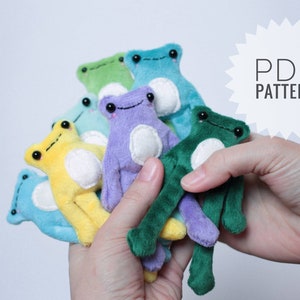 Mini frog super easy Pdf pattern, leggy frog, sewing tutorial, cute stuffed animal, tiny frog pattern