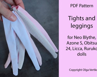 Schnittmuster PDF Strumpfhose und Leggings für Neo Blythe, Licca, Obitsu, Azone S, Ruruko