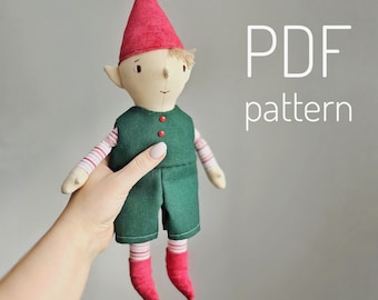 Christmas Elf Sewing Pattern: 12" Stuffed Doll Tutorial (PDF)