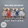 Small mouse sewing pattern: Mouse, dress, pants, vest PDF, English product logo