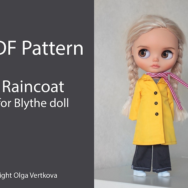 Patterns PDF raincoat for Blythe doll