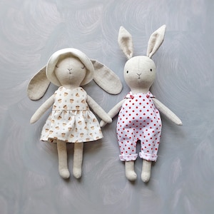 Lapin en peluche 2 en 1, modèle pdf de vêtements et tutoriel, modèle lapin, jouet écologique, modèle animal en peluche, poupée de chiffon pdf, modèle facile