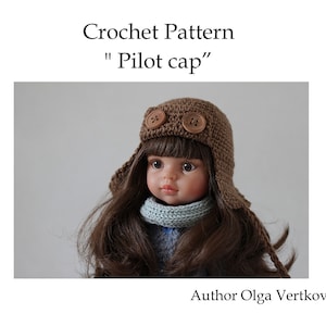 Crochet pattern for Pilot hat for Paola Reina Berjuan head circumference of 22 cm