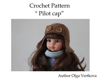 Crochet pattern for Pilot hat for Paola Reina Berjuan head circumference of 22 cm