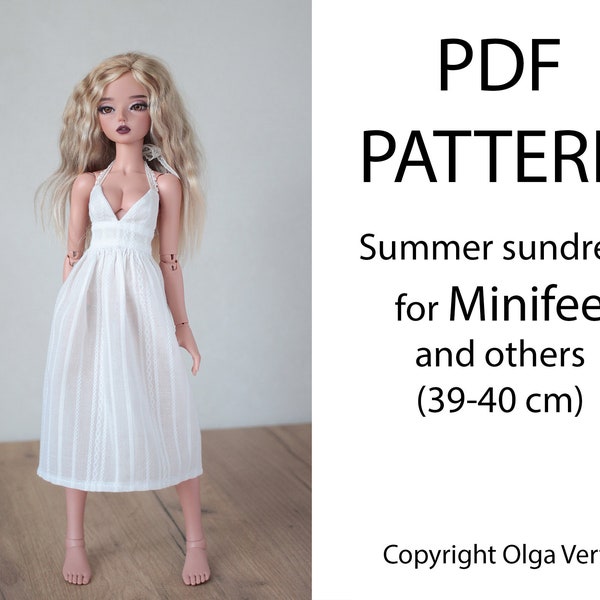 Pattern PDF Summer sundress for MinifeeBJD MSD doll 15inch