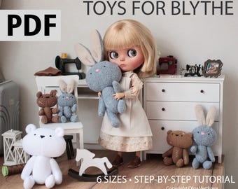 Toy for Blythe Bear and Bunny Sewing Pattern PDF