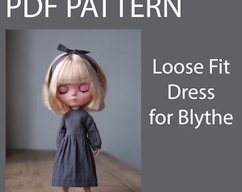 Patterns PDF Loose Fit Dress for Blythe for Neo Blythe, Licca doll, Azone S