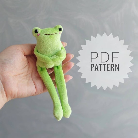 Cute frog Pdf pattern leggy frog sewing tutorial stuffed frog pattern easy  pattern plushie pattern