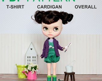 Patrón de ropa para muñecas: Traje de jardinero para Blythe, Licca, Azone S, Obitsu 24 (Patrón PDF)