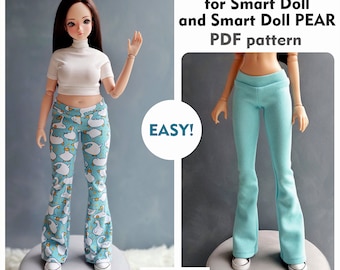 Smart Doll Pear Bell Bottoms patroon PDF, 2 maatpatronen voor twee soorten lichamen, broeken voor Smartdoll en Smart Doll Pear-stijl