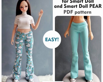 Smart Doll Pear Bell Bottoms pattern PDF, 2 size patterns for two types of bodies, Pants for Smartdoll and Smart Doll Pear style