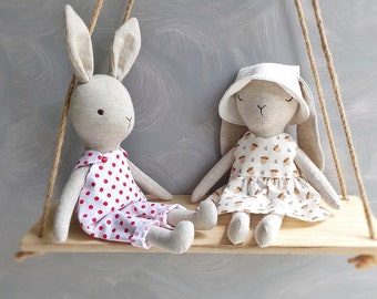 Cute stuffed bunny with clothes 2 in 1 pdf pattern and tutorial, rabbit pattern, eco toy, stuffed animal pattern, rag doll pdf, easy pattern