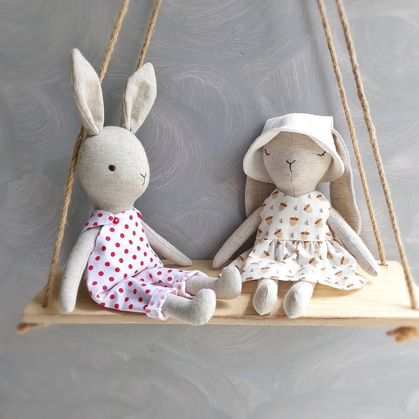 Cute stuffed bunny with clothes 2 in 1 pdf pattern and tutorial, rabbit pattern, eco toy, stuffed animal pattern, rag doll pdf, easy pattern