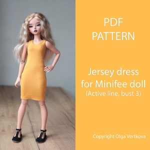 Patterns PDF Jersey dress for Minifiee and similar dolls
